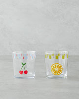 Premium Colorful Fruit Design Glassware Set   Twin Pack