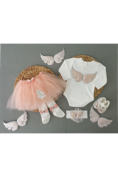 Furyakids 0 - 6 Month Newborn Angel Wing 5 - Piece Special Occasion Baby Girl Dress Set - TryAladdin