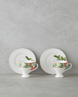 Premium New Bone China Coffee Cup Set   Garden Dream Green White 90ml