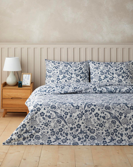 Premium Easy Care Single Duvet Cover Set Fitted Sheet Dark Blue