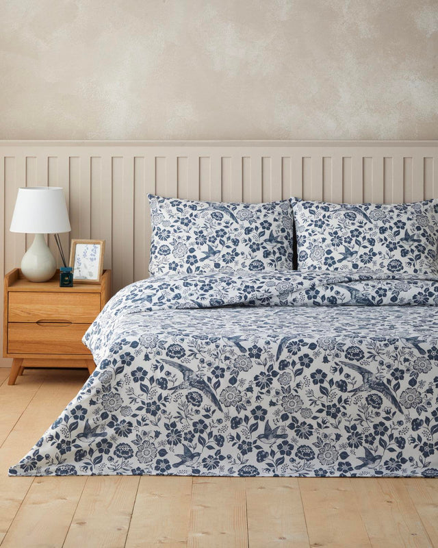 Premium Easy Care Single Duvet Cover Set Fitted Sheet Dark Blue