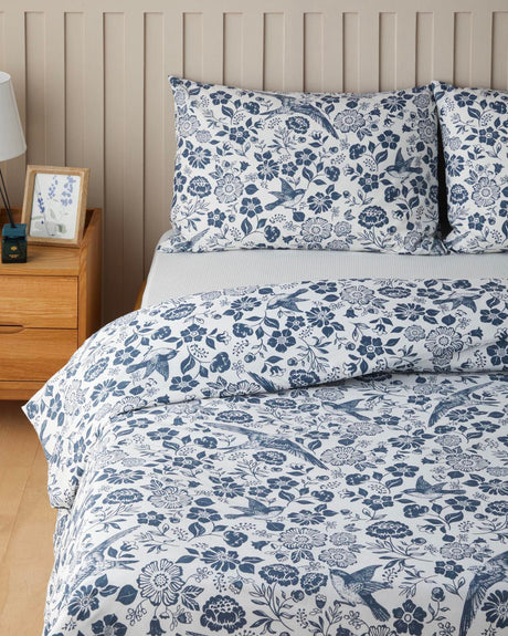 Premium Easy Care Single Duvet Cover Set Fitted Sheet Dark Blue
