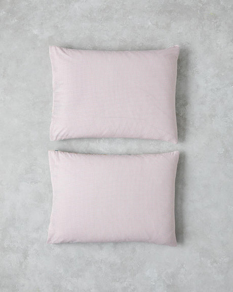 Premium Geo Plaid Cotton Pillowcase Pair - Green Pink Design