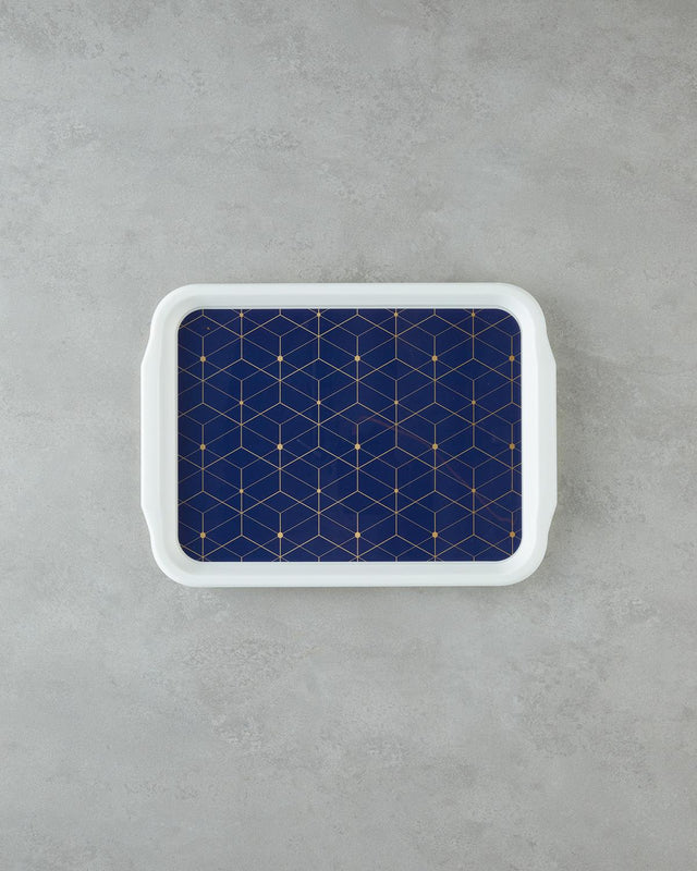 Professional Geometric Pattern Non-Slip Serving Tray - Navy Gold