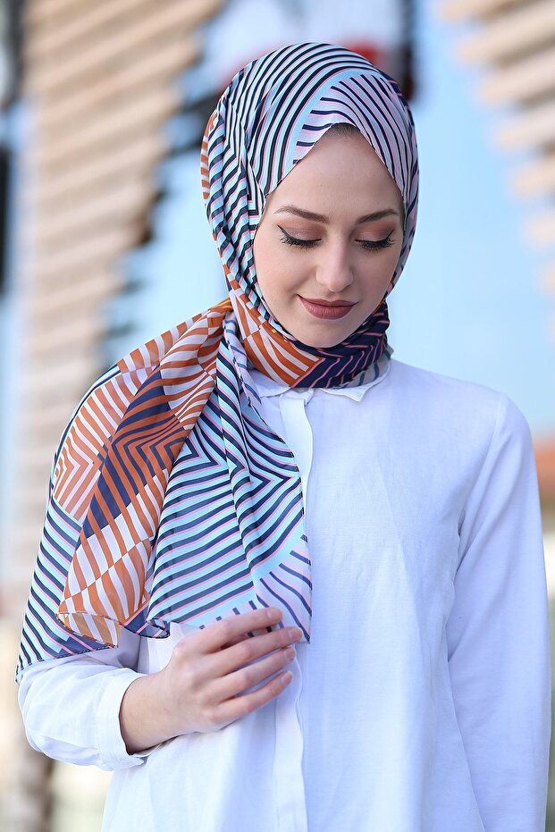 Geometric Pattern Chiffon Scarf, Easy - Care Style - TryAladdin