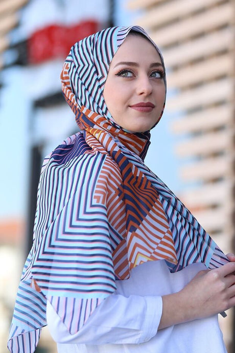 Geometric Pattern Chiffon Scarf, Easy - Care Style - TryAladdin