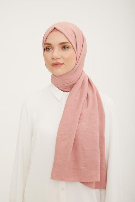 Geometric Textured Jazz Shawl - Rose Dry Pink - TryAladdin