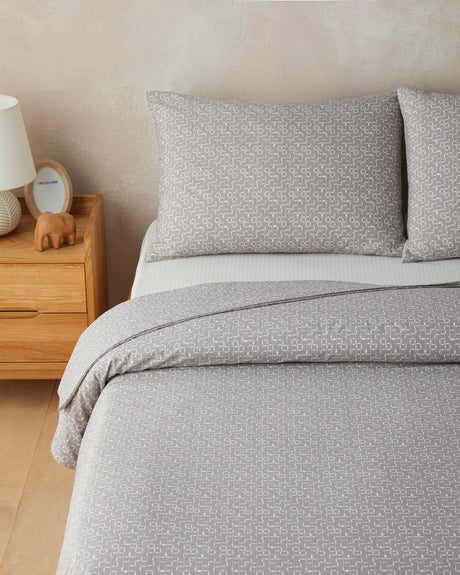 Premium Easy Care Double Duvet Cover Set Fitted Sheet Mink 200x220cm