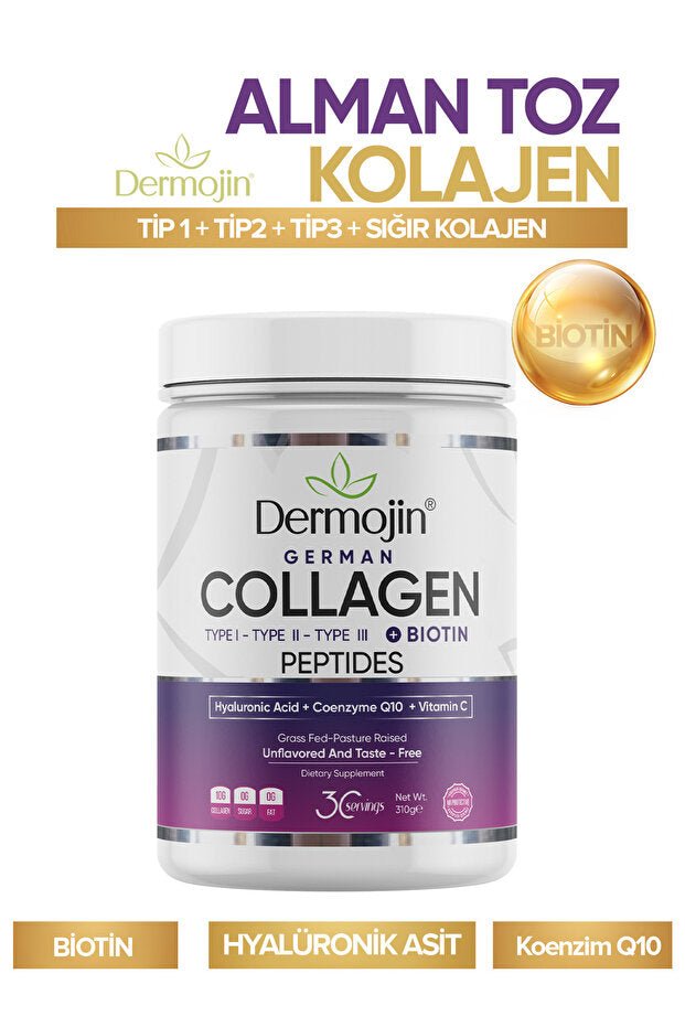 German Collagen Peptides Powder - Type I, II, III + Biotin, 310g - TryAladdin