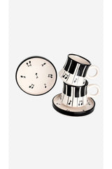 Gezdikce Bilelim Premium Handmade Piano Design Ceramic Coffee Cup Set - 2 - Piece - TryAladdin