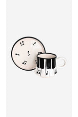 Gezdikce Bilelim Professional Handmade Ceramic Turkish Coffee Cup Set - Piano Pattern - 6 Piece - TryAladdin