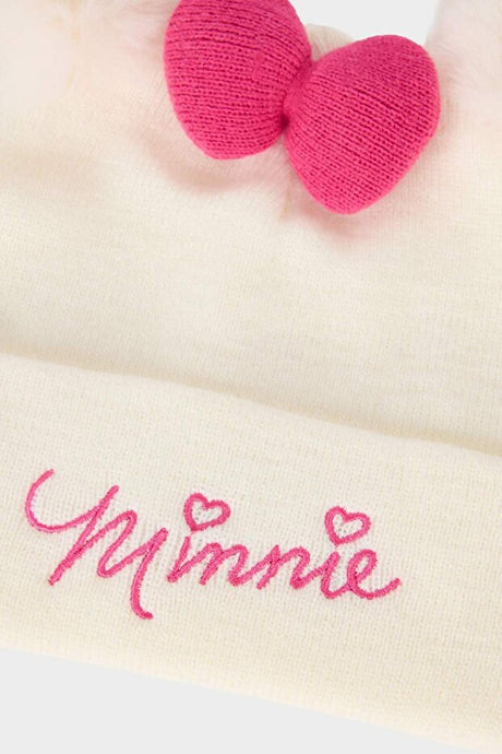 Girl's Disney Minnie Pom - Pom Ear Embroidered Beanie - TryAladdin