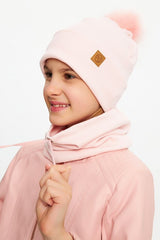 Girls' Faux Fur Pom - Pom Beanie & Neck Warmer Set - 100% cotton - TryAladdin