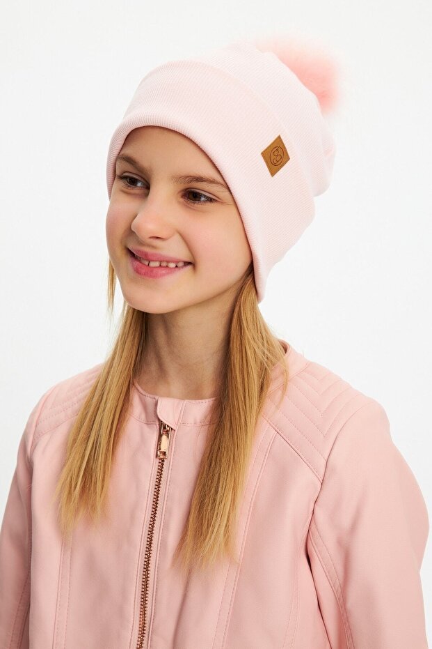 Girls' Faux Fur Pom - Pom Beanie & Neck Warmer Set - 100% cotton - TryAladdin