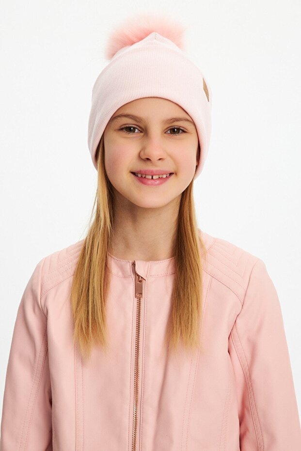 Girls' Faux Fur Pom - Pom Beanie & Neck Warmer Set - 100% cotton - TryAladdin