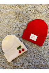 Girls' Flexible Ribbed Beanie 2 - Pack - Cherry & Rainbow - TryAladdin