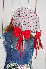 Girl's Grey Heart Pattern cotton Beanie - Soft & Natural - TryAladdin