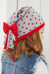 Girl's Grey Heart Pattern cotton Beanie - Soft & Natural - TryAladdin