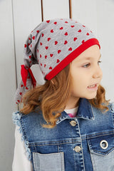Girl's Grey Heart Pattern cotton Beanie - Soft & Natural - TryAladdin