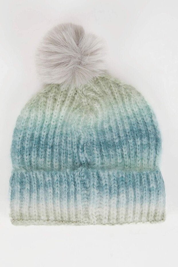 Girl's Ombre Pom - pom Beanie - Stylish & Warm for Winter - TryAladdin