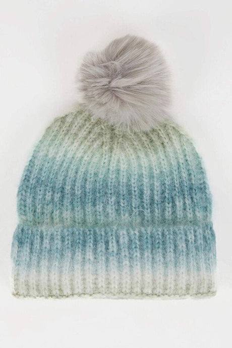 Girl's Ombre Pom - pom Beanie - Stylish & Warm for Winter - TryAladdin