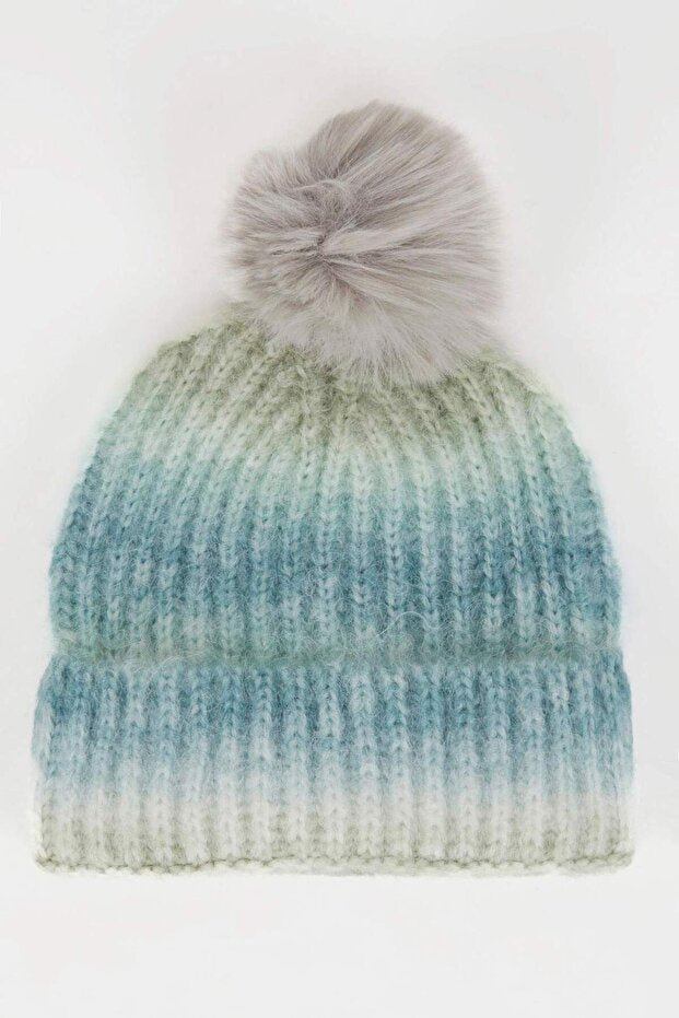 Girl's Ombre Pom - pom Beanie - Stylish & Warm for Winter - TryAladdin