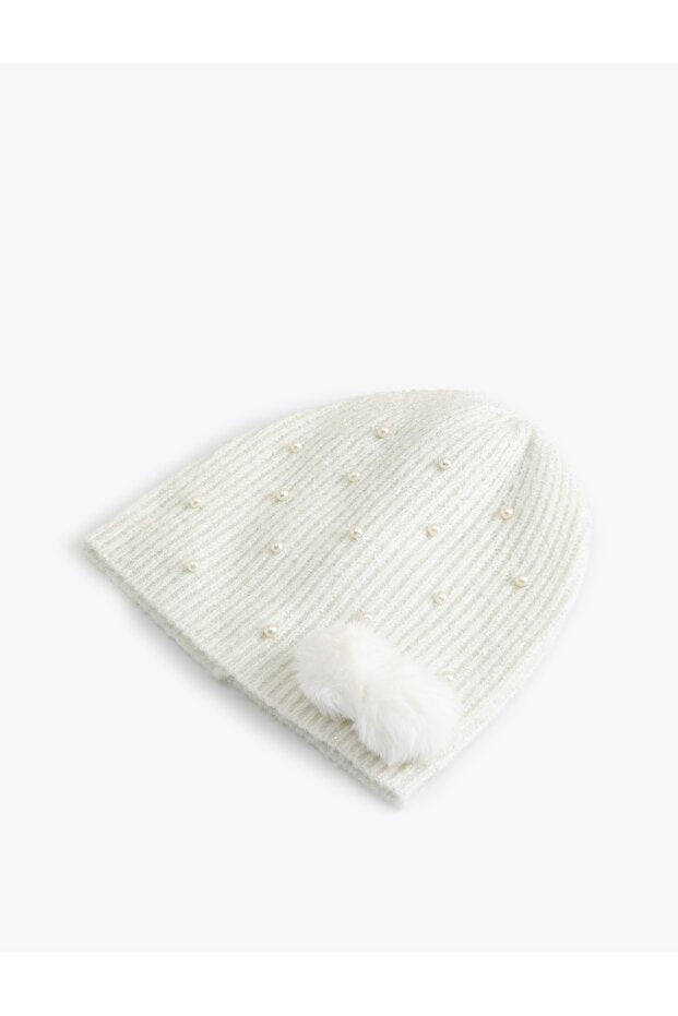 Girls' Pearl & Pom - pom Beanie - Soft & Warm - TryAladdin