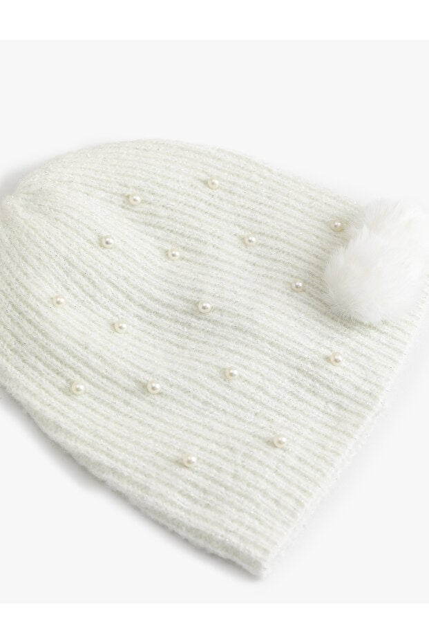 Girls' Pearl & Pom - pom Beanie - Soft & Warm - TryAladdin