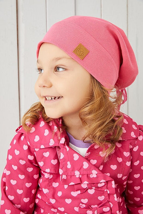 Girl's Pink 100% Cotton Handmade Beanie Hat - TryAladdin