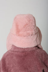 Girl's Pink Faux Fur Hat with Earflaps & Pom - poms - TryAladdin