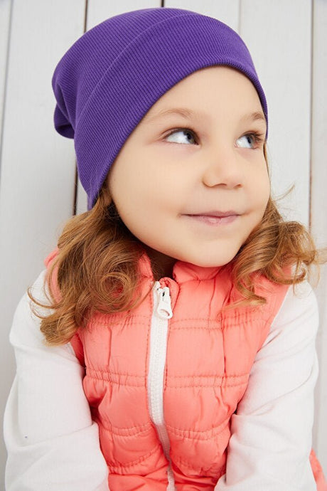 Girl's Purple Beanie Hat 100% Cotton - TryAladdin