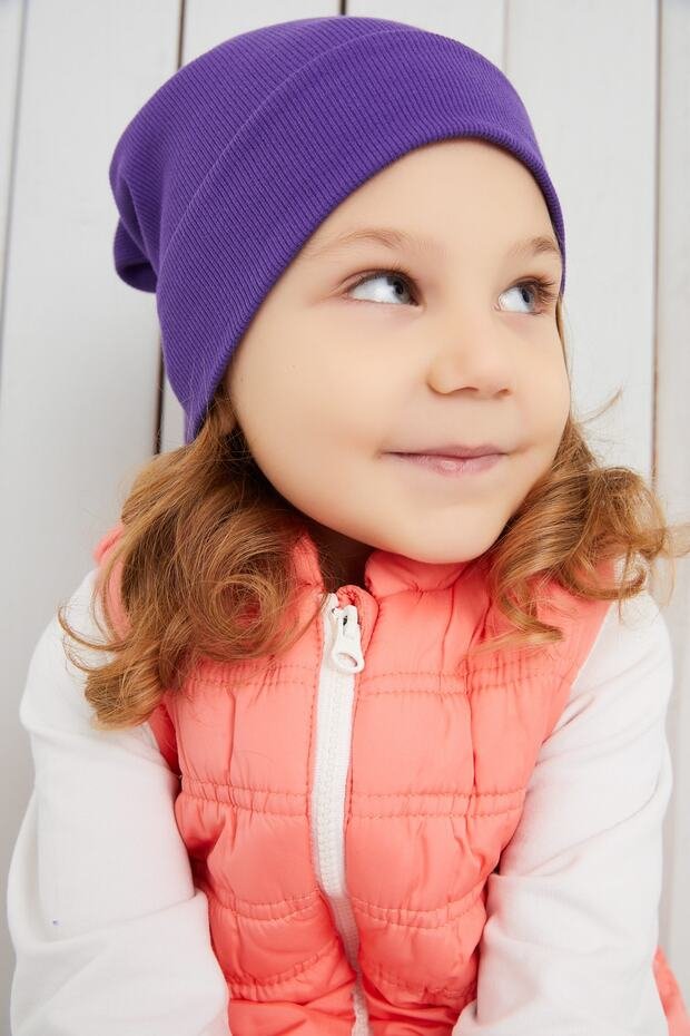 Girl's Purple Beanie Hat 100% cotton - TryAladdin