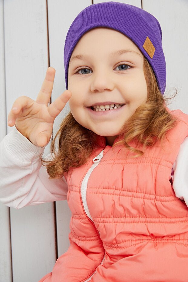 Girl's Purple Beanie Hat 100% cotton - TryAladdin