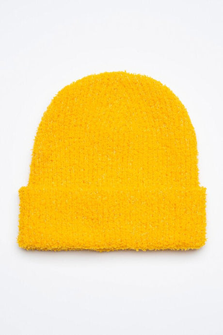Girl's Saffron Yellow Glitter Beanie - Warm & Stylish - TryAladdin