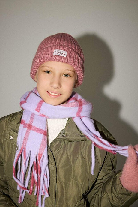 Girl's Soft & Warm Knitted Beanie with Woven Label - TryAladdin
