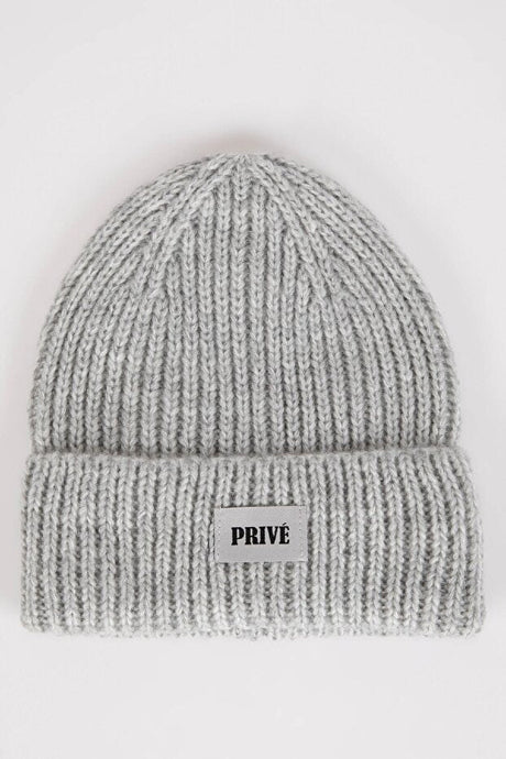 Girl's Woven Label Knitted Beanie - TryAladdin