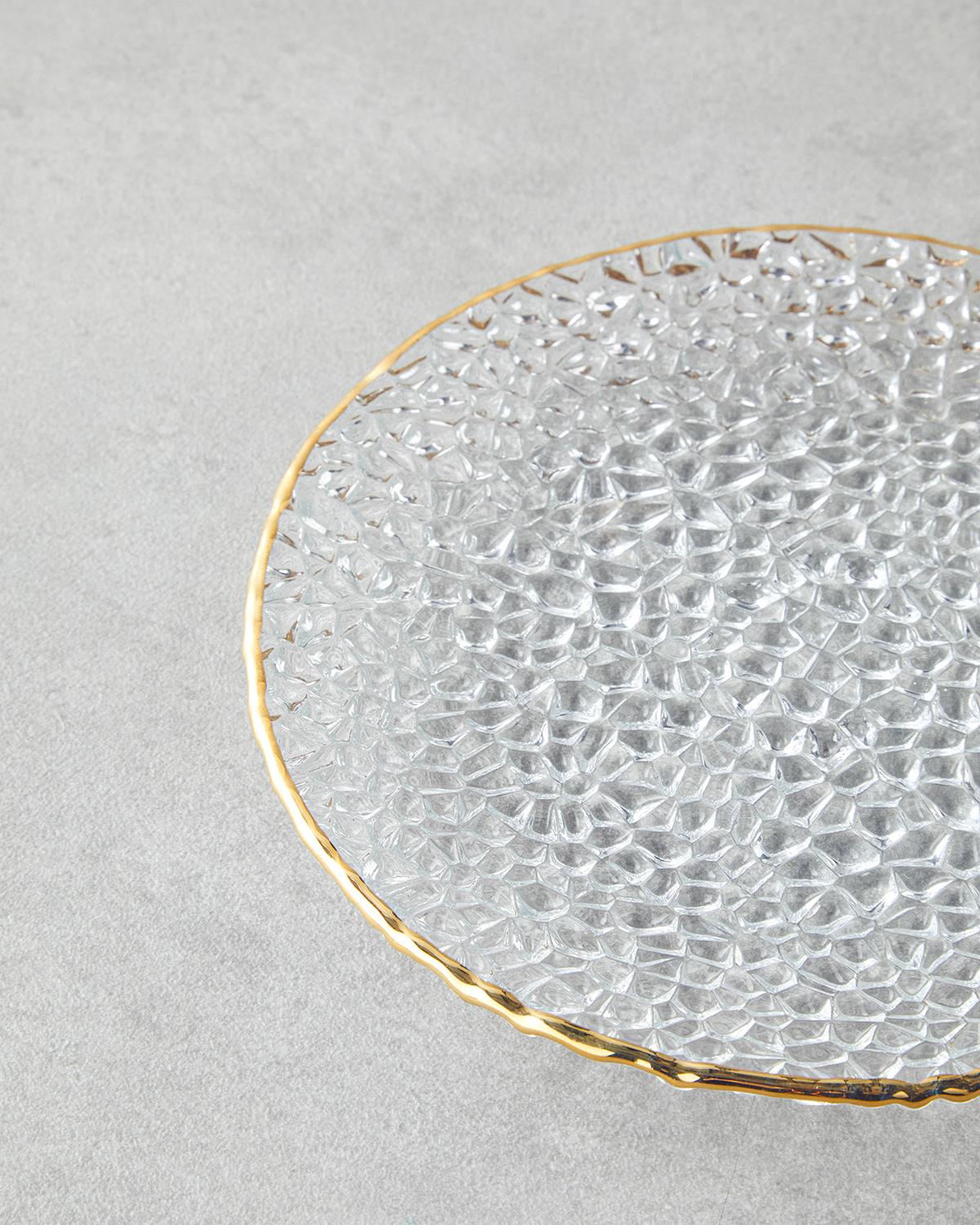 Premium Gold Rimmed Glass Pasta Plate Professional Dinnerware