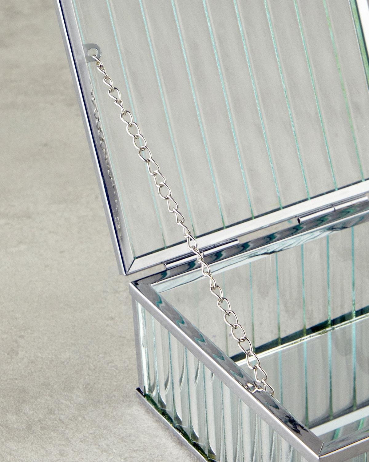 Professional Silver Glass Decorative Storage Box