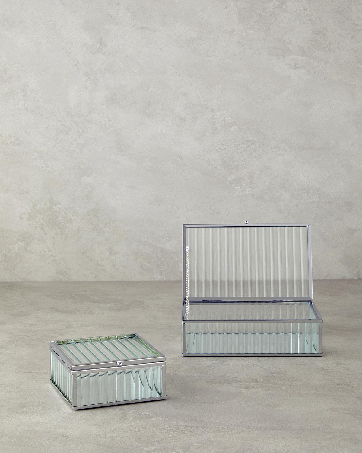 Professional Silver Glass Decorative Storage Box