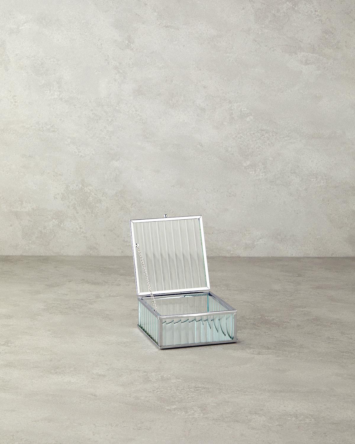 Professional Silver Glass Decorative Storage Box