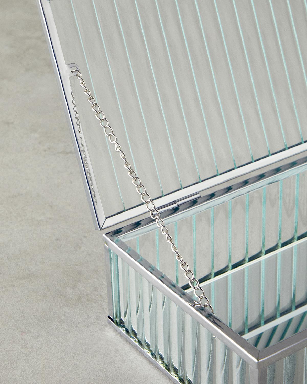 Professional Silver Glass Decorative Storage Box