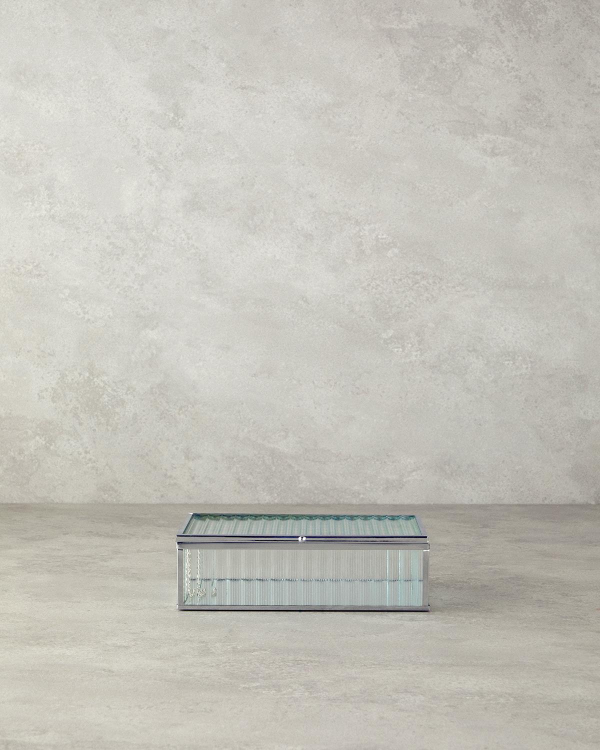 Professional Silver Glass Decorative Storage Box