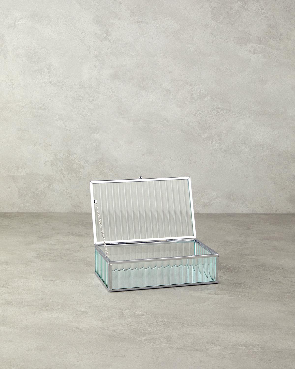 Professional Silver Glass Decorative Storage Box