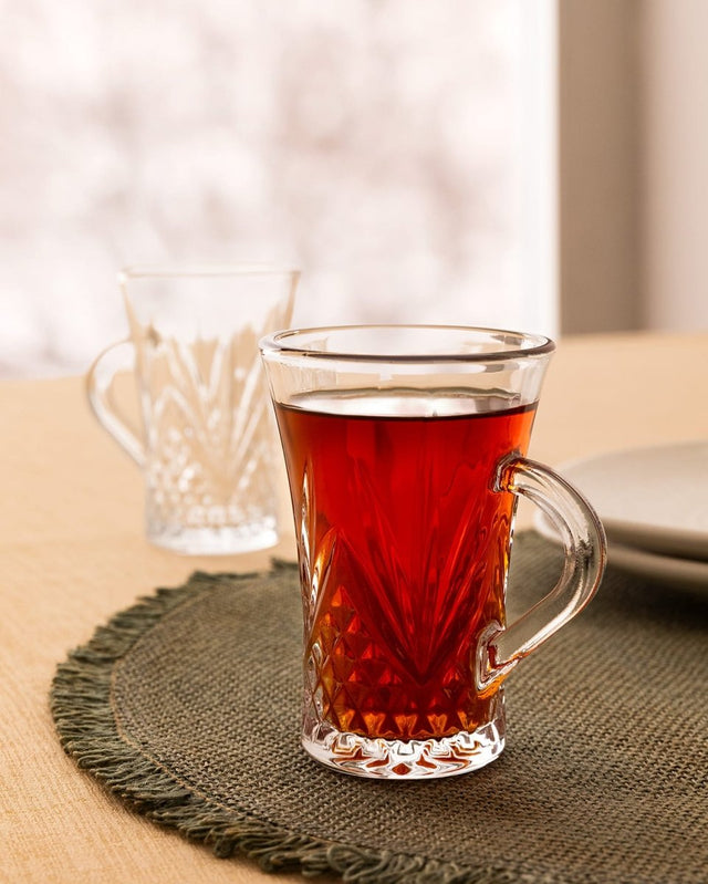 Glass 4 - piece Tea Cup Set - Modern Classic Elegance - TryAladdin