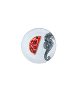 Glass Dinner Plate - Marine Blue Design - TryAladdin