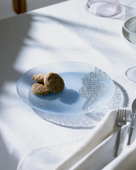 Glass Dinner Plate - Marine Blue Design - TryAladdin