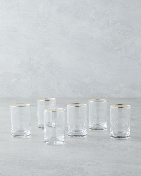 Premium Gold Accent Espresso Serving Glasses - 6 Piece Set