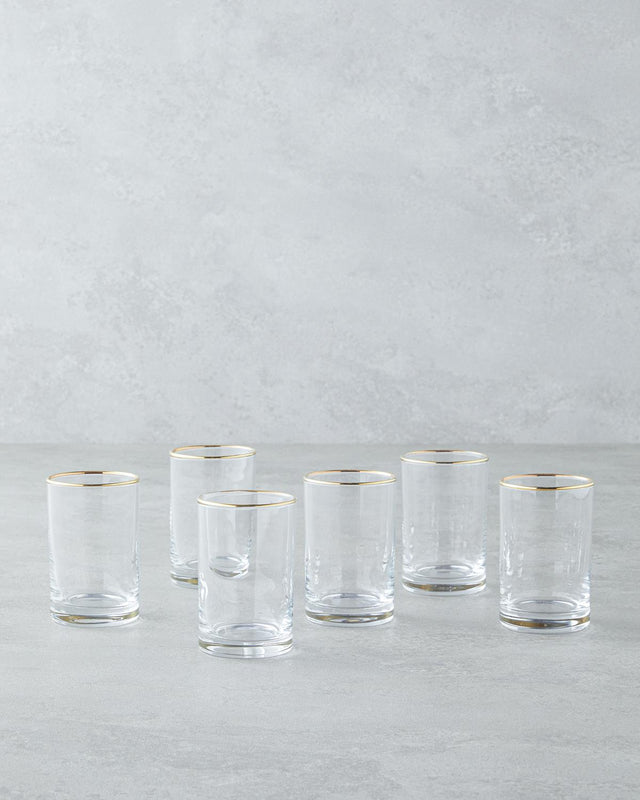 Premium Gold Accent Espresso Serving Glasses - 6 Piece Set