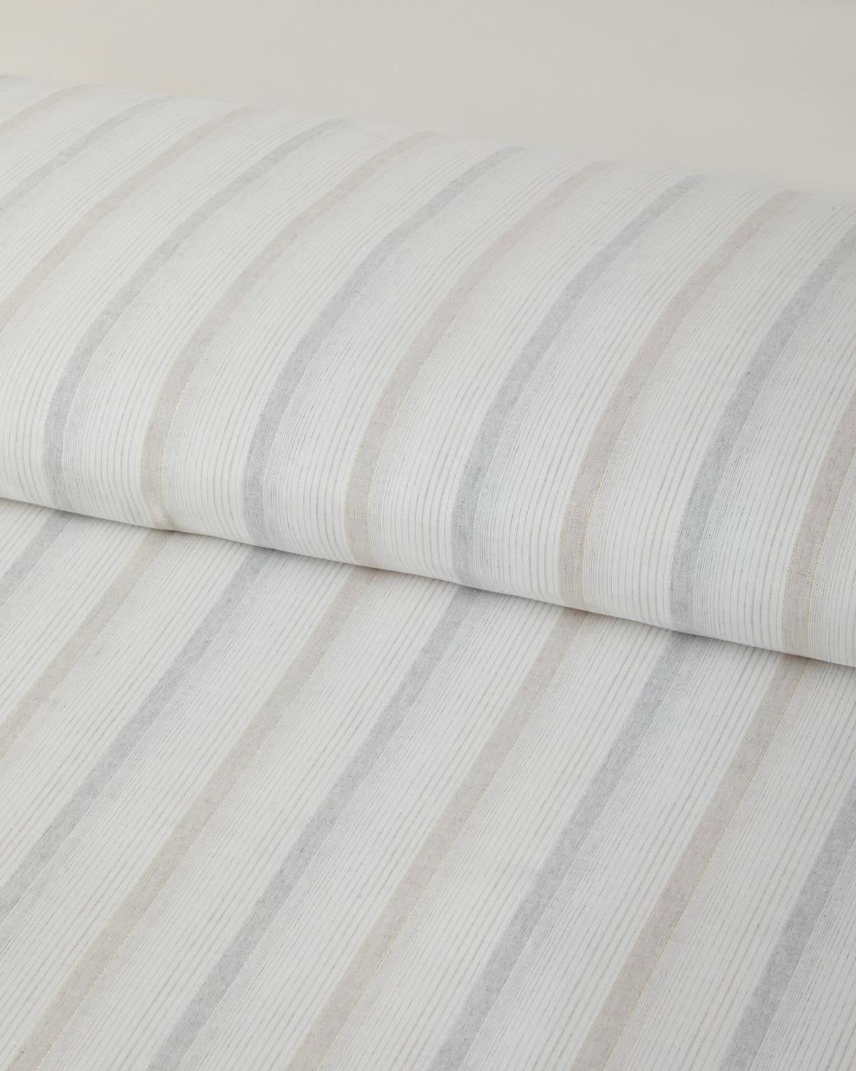 Premium Yarn Dyed Striped Duvet Cover Set Single Beige Gray