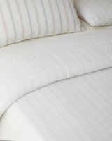 Premium Yarn Dyed Striped Duvet Cover Set Single Beige Gray